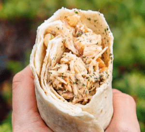 Sweet And Spicy Cashew Chicken Salad Wraps