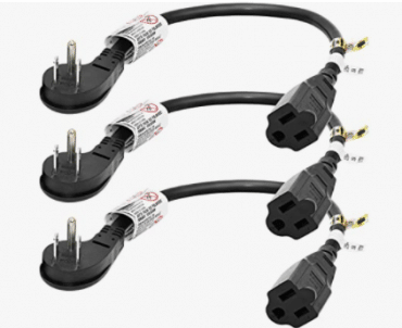1Ft Low Profile Angle Extension Power Cord 14